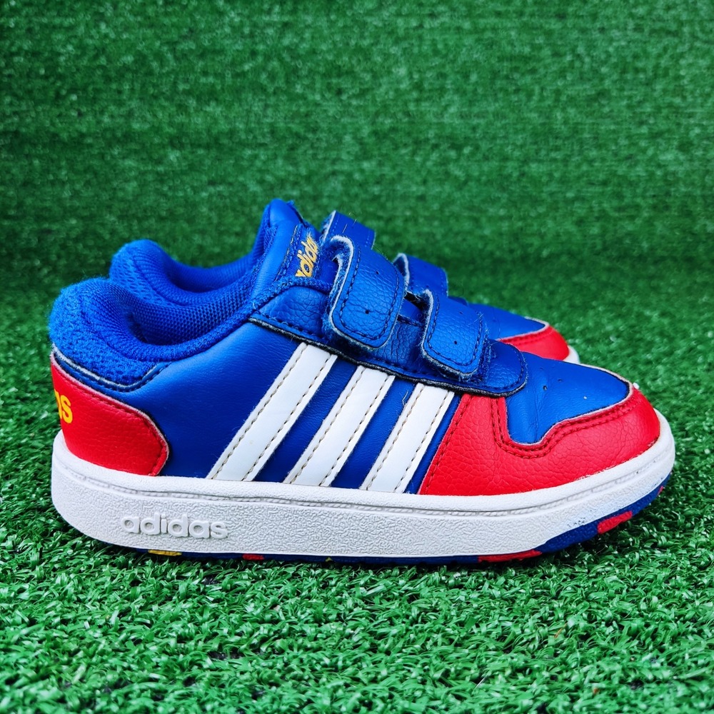Adidas Sneakers Kids 9K Blue Hoops 2.0 Basketball Low Top Hook Loop FY9445